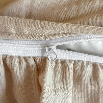 VM VOUGEMARKET Full Duvet Cover with Romantic Ruffles Breathable Muslin Cotton,Soft Textured Gauze Weave Comforter Cover with Zip Closure and Corner Ties- 80"x90"