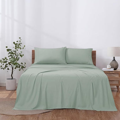 Modern Threads Soft Microfiber Solid Sheets - Luxurious Microfiber Bed Sheets - Includes Flat Sheet, Fitted Sheet with Deep Pockets, & Pillowcases Seafoam California King