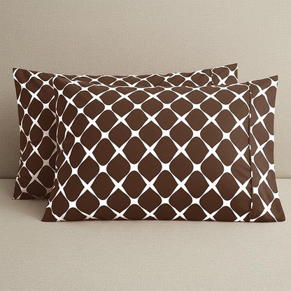 Elegant Comfort Luxury Ultra-Soft 2-Piece Pillowcase Set - 1500 Premium Hotel Quality Microfiber Double Brushed - Wrinkle Resistant, King Size, Bloomingdale Chocolate Brown