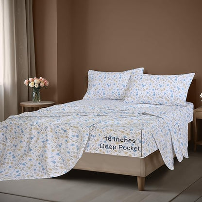ZOYER 100% Cotton Sheets – Twin Size Percale Bedding, Cooling & Breathable, Durable with a Crisp, Soft & Comfortable Feel, 16" Deep Pocket, 3-Piece Set, Country Coast