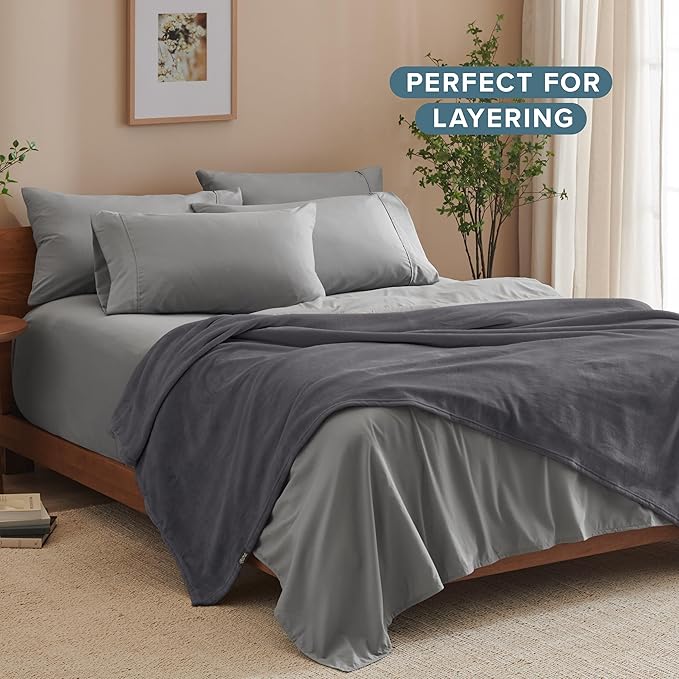 Bare Home Fleece Blanket - King Size - Ultra-Soft Lightweight for Bed, Sofa, and Couch - Luxury Microplush - Cozy Warm Blanket (King, Forged Iron Grey)