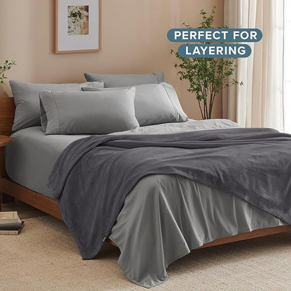 Bare Home Fleece Blanket - Twin/Twin Extra Long - Ultra-Soft Lightweight for Bed, Sofa, and Couch - Luxury Microplush - Cozy Warm Blanket (Twin/Twin XL, Forged Iron Grey)