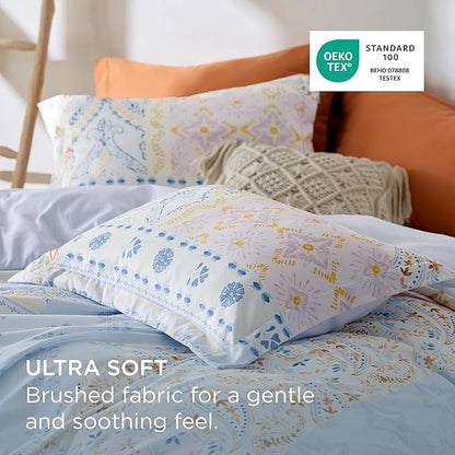 Bedsure Duvet Cover Queen Size - Reversible Vintage Floral Duvet Cover Set with Zipper Closure, 3 Pieces Winter Sky Bedding Set with 8 Corner Ties and 2 Pillow Shams 20"x26"
