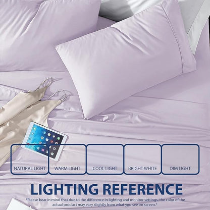 Cathay Home Essentials Ultra Soft Hypoallergenic Wrinkle Resistant Double Brushed Microfiber Bedding Sheet Set, Lavender,3 pcs, Twin