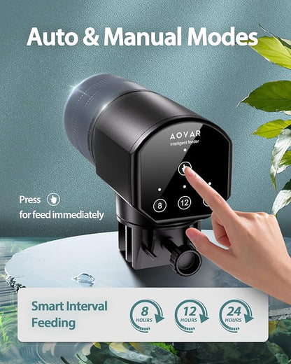 Automatic Fish Feeder Dispenser for Aquarium: 200ml Large Capacity Auto Feeders for Small Tank Turtle Betta Koi - Battery Food Feeding Timer for Flakes Pellet Vacation Weekend Day