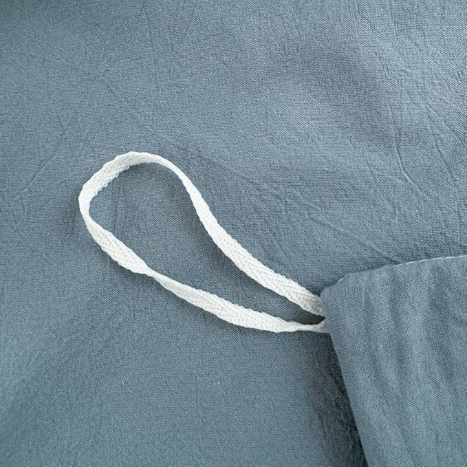 FACE TWO FACE Bedding Duvet Cover Set100% Washed Cotton Duvet Cover Linen Like Textured Breathable Durable Soft Comfy (California King, Deep Gray Blue)