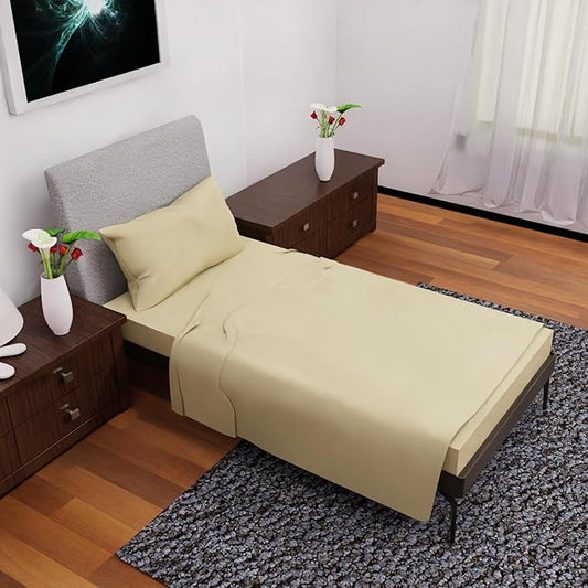 Twin Size Sheet Set - 3Pcs, Deep Pockets, Cooling, Soft & Lightweight, All-Season Comfort - Tan