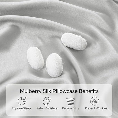 INFIIXSO Body Pillow Cover with Zipper, Luxury Mulberry Silk Body Pillow Case 20x54 Inches, Ultra Smooth and Soft Cooling Long Pillowcase, Gift for Women, Men(Light Grey)