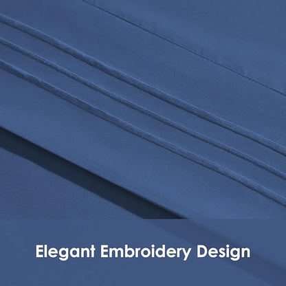 ClevaHome Sheet Set Twin Size, 3-Piece Bedding, Lightweight & Super Soft Easy Care Microfiber– Shrinkage & Fade Resistant Bedding Set with 14'' Deep Pockets (Navy Blue)
