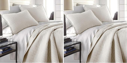 Southshore Fine Living, Inc. King Quilt Bedding Set, Quilted Comforter, Coverlet Bed Spread for California Kings, Luxury Bedding King Quilt Set, Lightweight Quilted Bedspread w/Shams, Bone (Pack of 2)