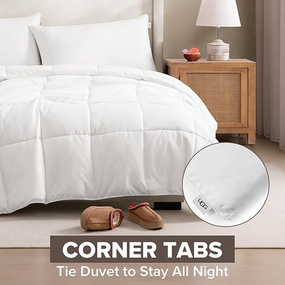 UGG Danielle Comforter Duvet Insert Cooling Lightweight Down Alternative Hypoallergenic Washable Quilted Fluffy Comforter Blanket Corner Tabs for Duvet Cover, King/California King, Bright White