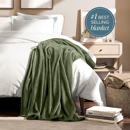 Bare Home Fleece Blanket - King Size - Ultra-Soft Lightweight for Bed, Sofa, and Couch - Luxury Microplush - Cozy Warm Blanket (King, Cypress)
