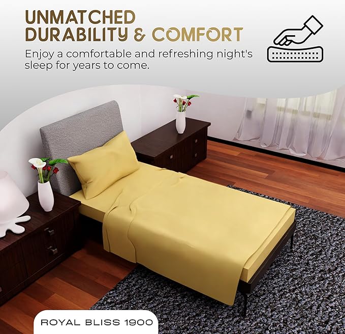 Twin XL Sheets Set - 3 Piece Bedding - Wrinkle Free, Fade Resistant, Double Brushed Microfiber - Deep Pockets/Easy Fit - 1800 Series Ultrasoft, Cooling Sheets (Gold)