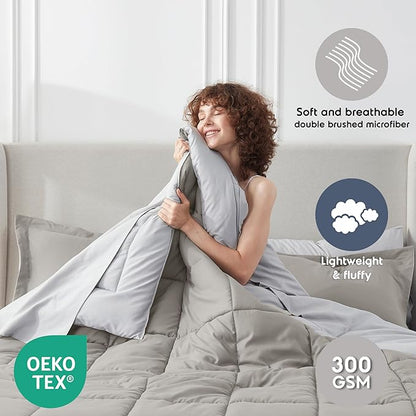 Nestl 7 Piece California King Comforter Set – Linen Reversible Bed in a Bag – Complete Cal King Size Bedding Set with Sheets, Pillowcases and Shams