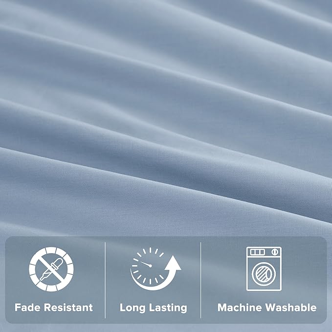 Comfort Spaces 100% Cotton Sheet Set Breathable, Lightweight, Soft with 14" Elastic Pocket Fits up to 16" Mattress, All Season Cozy Bedding, Matching Pillow Case, Queen Blue 4 Piece