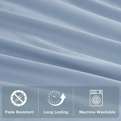 Comfort Spaces 100% Cotton Sheet Set Breathable, Lightweight, Soft with 14" Elastic Pocket Fits up to 16" Mattress, All Season Cozy Bedding, Matching Pillow Case, Cal King Blue 4 Piece