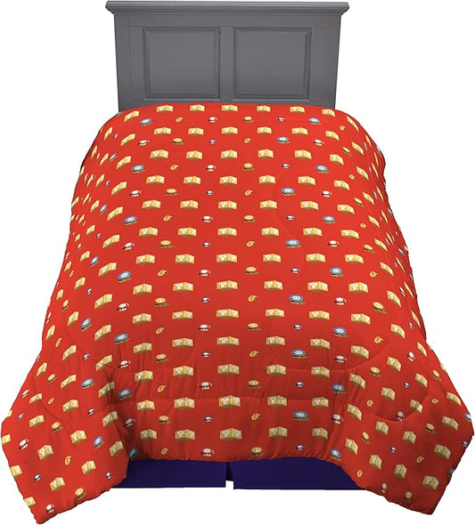 The Super Mario Bros. Movie Kids Bedding Super Soft Microfiber Reversible Comforter, Twin/Full Size 72" x 86", (100% Official Licensed Product) by Franco