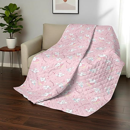 Northwest Sanrio Cinnamoroll Reversible Quilted Throw, Kawaii Cherry Cupcake Pattern, for Anime Fans, Game Room, Chair or Couch, 60 x 80 Inches