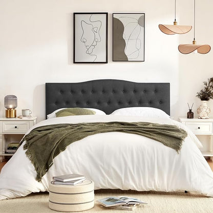 Tufted Headboard Twin Size, Solid Wood Adjustable Height Head Board, Black | Upholstered Twin XL Headboard Only, Durable Solid Wood Legs, Adjustable Height 37-51 in, Fabric Button Diamond HeadBoards
