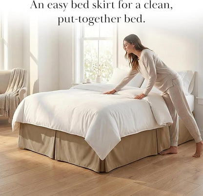 Southshore Fine Living, Inc. Twin Size Bed Skirt, 14-Inch Drop Pleated Bed Skirt for Twin Mattress, Dust Ruffle for Twin Size Bed, Taupe