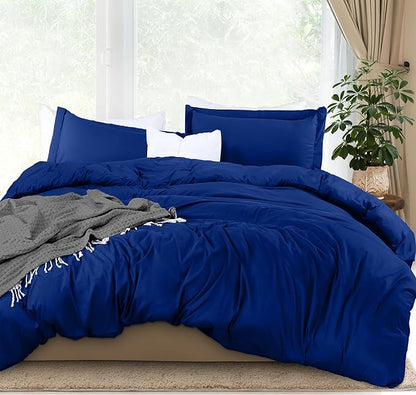 Utopia Bedding Duvet Cover King Size - 3 Piece with Zipper Closure - 1 Comforter Cover 104X90 Inches & 2 Pillow Shams 20X36 Inches (Royal Blue) Comforter Not Included