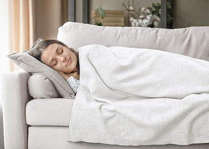 Utopia Bedding White 100% Cotton Blanket [Twin Size - 90x72 Inch] Lightweight, Soft and Breathable Thermal Dorm Bed Blanket for All Seasons