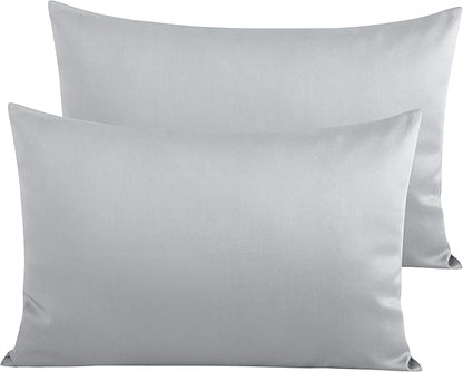 NTBAY Egyptian Cotton Queen Pillowcases - Set of 2, 500 Thread Count Cotton Pillowcases - Soft and Breathable Envelope Closure Pillow Cases - 20x30 Pillow Covers for Bed, Light Grey