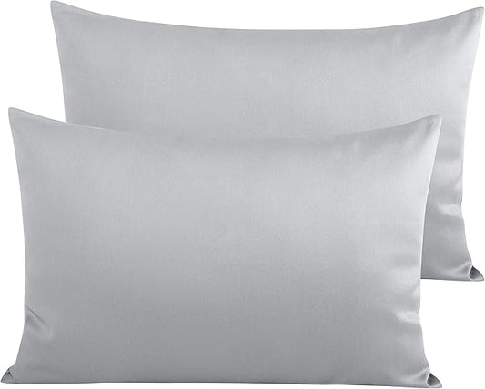 NTBAY Egyptian Cotton Queen Pillowcases - Set of 2, 500 Thread Count Cotton Pillowcases - Soft and Breathable Envelope Closure Pillow Cases - 20x30 Pillow Covers for Bed, Light Grey