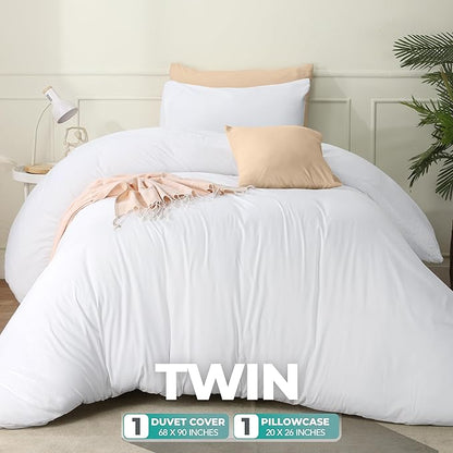Utopia Bedding Duvet Cover Set with Pillowcases- 2 Pieces Bedding Duvet Cover with Zipper Closure - 1 Duvet Cover with 1 Pillow Sham - Soft Brushed Microfiber (Twin/Twin XL, White)