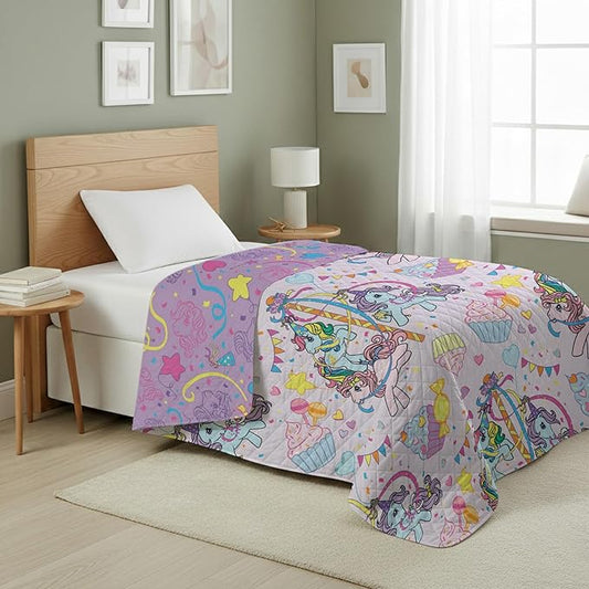 Northwest My Little Pony Pony Party Quilted Blanket, Comfy Throw, Adults Boys Girls, Soft Lightweight Bedding for Bed, or Couch, 60 x 80 inches