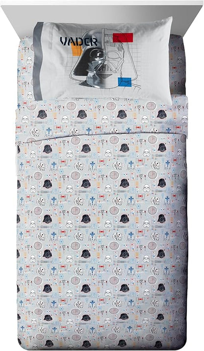 Jay Franco Kids Comforter Set Includes Sheets and Pillow Covers - Soft and Cozy Bed Set for Stylish Room Decor, Dark Blue - Star Wars, 5 Piece Twin Bedding