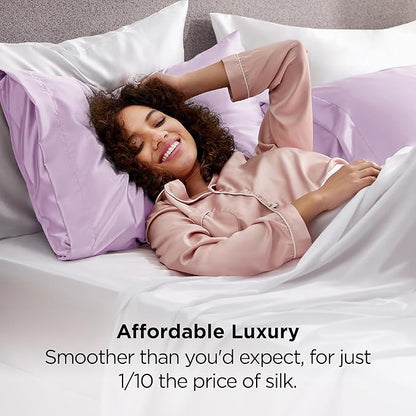 Bedsure King Size Satin Pillowcase Set of 2 - Lavender Silky Pillow Cases for Hair and Skin with Envelope Closure, Similar to Silk Pillow Cases, Gifts for Women Men, 20x36 Inches, 2pcs