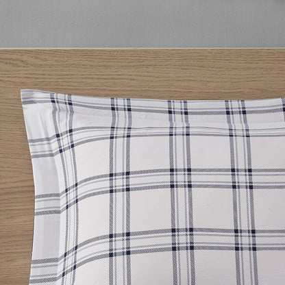 Madison Park Essentials Cozy Bed in A Bag - Reversible Comforter with Complete Sheet Set, Casual Plaid Cabin Design, All Season Cover, Decorative Pillow, Patrick Plaid Navy King(104"x92") 8 Piece