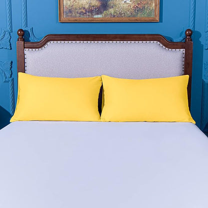 NTBAY King Pillowcase Set - 2 Pack Brushed Microfiber 20x40 Pillowcases - Soft, Wrinkle-Free, Fade-Resistant, Stain-Resistant, Yellow Pillowcases with Envelope Closure - 20x40 Inches, Yellow