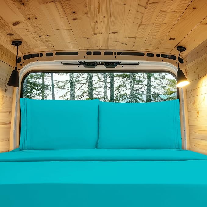 Elegant Comfort Luxury 1500 Premium Hotel Quality Microfiber 4-Piece Sheet Set - Wrinkle Resistant, All Around Elastic Fitted Sheet, Deep Pocket up to 16", RV Short Queen, Turquoise