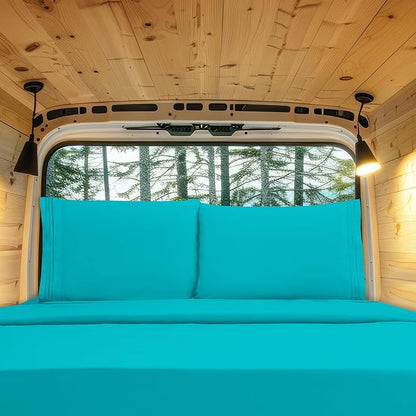 Elegant Comfort Luxury 1500 Premium Hotel Quality Microfiber 4-Piece Sheet Set - Wrinkle Resistant, All Around Elastic Fitted Sheet, Deep Pocket up to 16", RV Short Queen, Turquoise