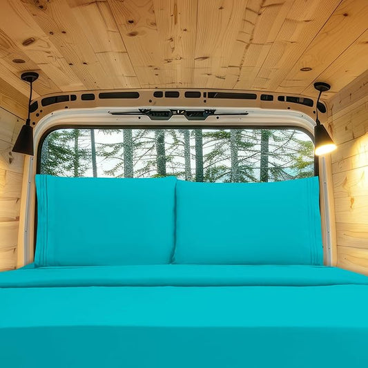Elegant Comfort Luxury 1500 Premium Hotel Quality Microfiber 4-Piece Sheet Set - Wrinkle Resistant, All Around Elastic Fitted Sheet, Deep Pocket up to 16", RV Short Queen, Turquoise