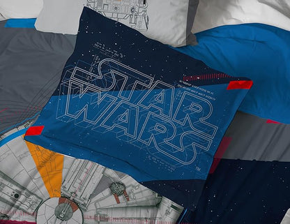 Jay Franco Kids Comforter Set Includes Sheets and Pillow Covers - Soft and Cozy Bed Set for Stylish Room Decor, Dark Blue - Star Wars, 5 Piece Twin Bedding