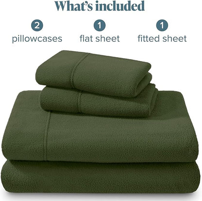 Bare Home Super Soft Fleece Sheet Set - Full Size - Extra Plush Polar Fleece, No-Pilling Bed Sheets - All Season Cozy Warmth (Full, Cypress)