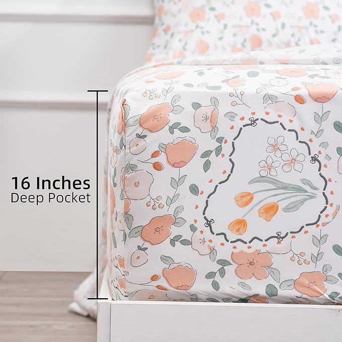 Luxurious Floral Printed Queen Size Sheet Set - 4 Piece Soft Microfiber Sheets and Pillowcases - Deep Pocket, Wrinkle-Free and Soft Bedding - Elegant Microfiber Bed Set