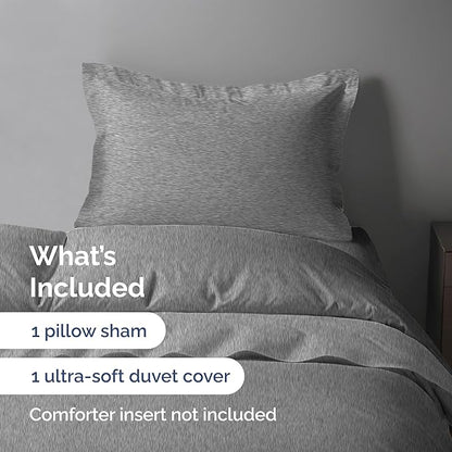 Duvet Cover Twin/Twin XL Size Set - Extra Soft Twin/Twin XL Duvet Cover 68" x 90" with 1 Pillow Sham - Hotel Luxury, Easy Care, Fade Free w/ Zipper Closures & Ties - Cozy & Breathable (Heathered Grey)