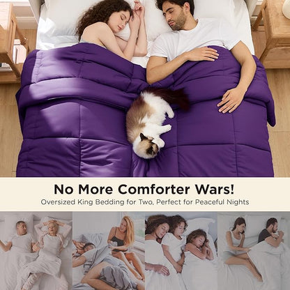 Bedsure Comforter Duvet Insert - Quilted Comforters Oversized King, All Season Duvet, GentleSoft Down Alternative Bedding Blanket, with 8 Tabs, Gifts for Women/Men, Purple, Oversized King 116x98 Inch