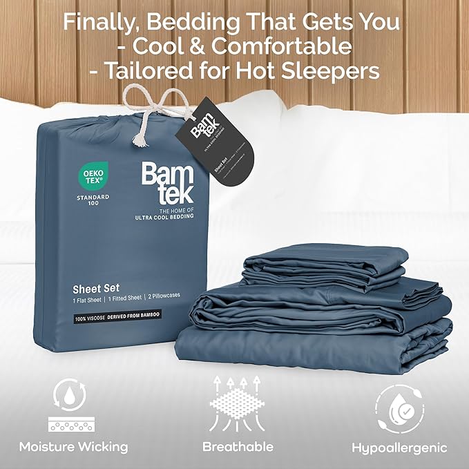 Viscose Bamboo Bed Sheets Full Sizes 4PC Set - Cooling Bedding for Hot Sleepers with Moisture Wicking Technology - Silky Soft 16 Inch Deep Pocket - Storm 54"x75"
