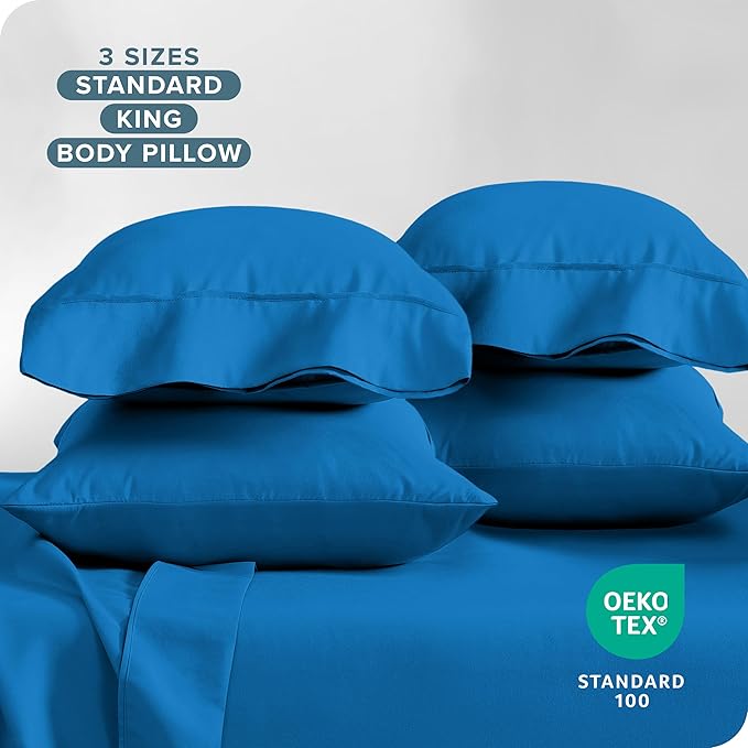 Bare Home Microfiber Bulk Pillow Cases - King Set of 4 - Cooling Pillowcases - Double Brushed - Medium Blue Pillowcases 4 Pack - Easy Care (King - 4 Pack, Medium Blue)