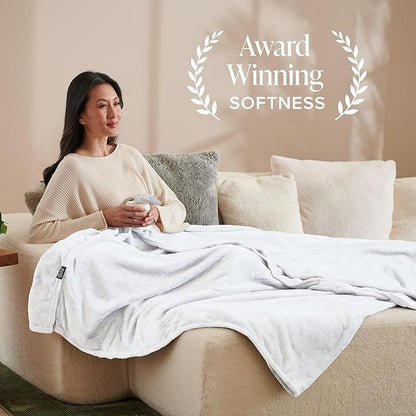 Bare Home Fleece Blanket - Full/Queen - Ultra-Soft Lightweight for Bed, Sofa, and Couch - Luxury Microplush - Cozy Warm Blanket (Full/Queen, White)