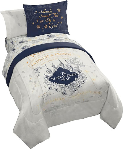 Jay Franco Kids Comforter Set Includes Sheets and Pillow Covers - Soft and Cozy Bed Set for Stylish Room Decor, Beige - Harry Potter, 5 Piece Twin Size Bedding