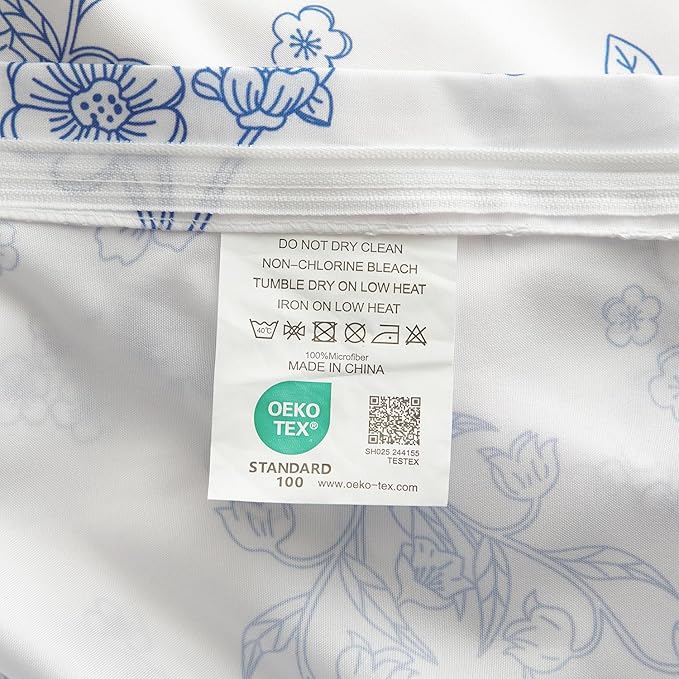 Nayoroom Blue Floral Duvet Cover Queen Size Cottagecore Flower Leaf Spring Comforter Cover 3 Pcs Soft Breathable Microfiber Pastoral Aesthetic Bedding Set with Zipper Closure