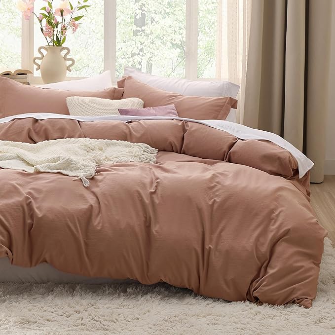 Bedsure Mocha Mousse Duvet Cover Twin/Twin XL Size - 2 Pieces Prewashed Polyester Extra Soft Bedding Set, Includes 1 Twin Duvet Cover 68x90 Inches with Zipper Closure & 1 Pillow Sham, No Comforter