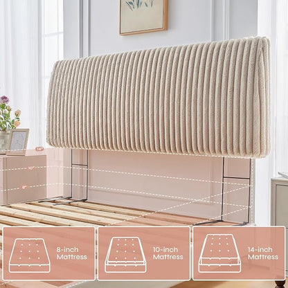 4.7" Upholstered Modern Headboard for King Size Bed, Height Adjustable and Ergonomic Headboard, Easy Assemble, Sturdy and Durable, Faux Rabbit Fur, Light Camel