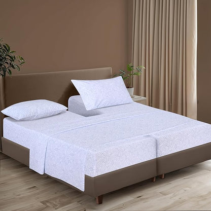 ZOYER 100% Cotton Sheets – Split King Size Percale Bedding, Cooling & Breathable, Durable with a Crisp, Soft & Comfortable Feel, 16" Deep Pocket, 5-Piece Set, Blue Autumn
